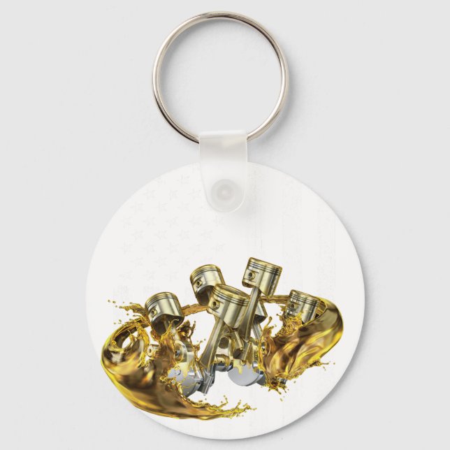 American Flag Piston Muscle Car 3 Keychain (Front)