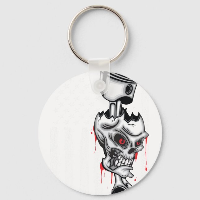 American Flag Piston Muscle Car 6 Keychain (Front)