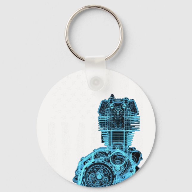 American Flag Piston Muscle Car 7 Keychain (Front)