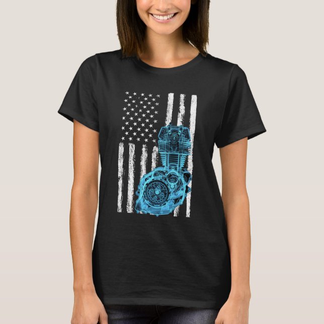 American Flag Piston Muscle Car 7 T-Shirt (Front)
