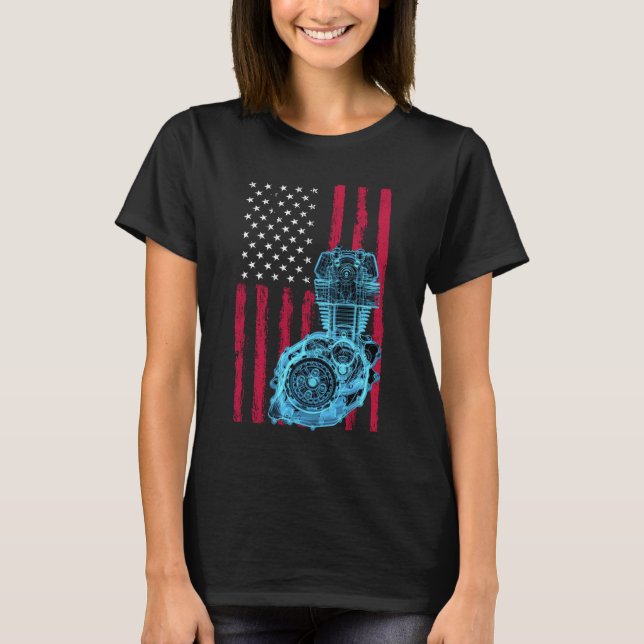 American Flag Piston Muscle Car 9 T-Shirt (Front)