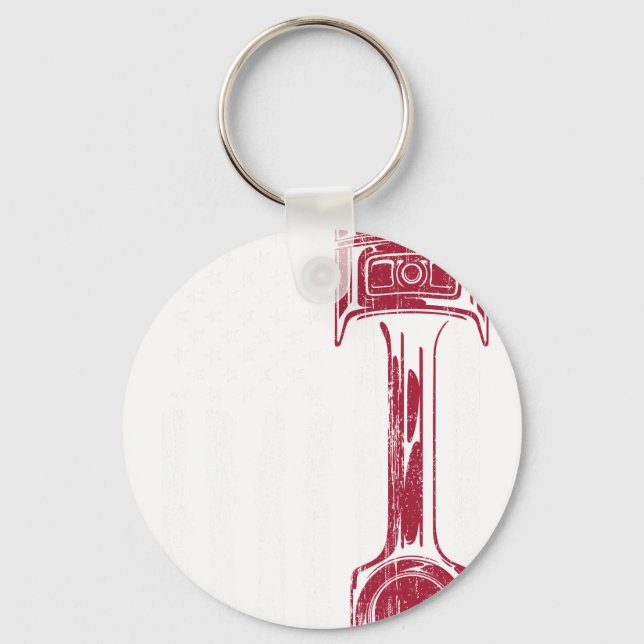 American Flag Piston Muscle Car Keychain (Front)