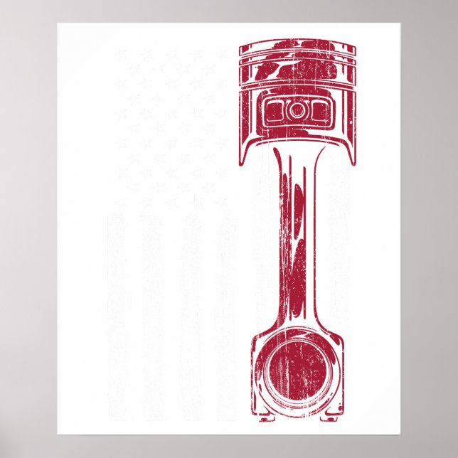 American Flag Piston Muscle Car Poster (Front)