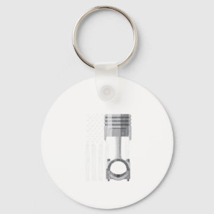 American Flag Piston Muscle Car vintage Keychain
