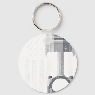 American Flag Piston Muscle Car vintage Keychain