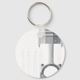 American Flag Piston Muscle Car vintage Keychain