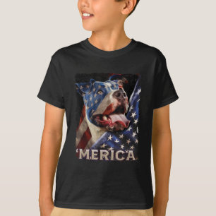 American Flag Pitbull Patriotic Dog 4th Of July Pr T-Shirt