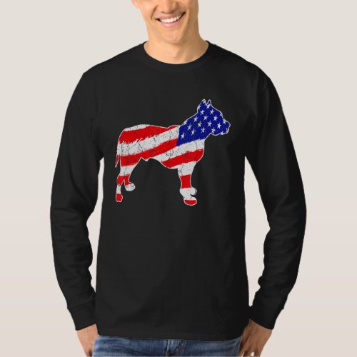 American Flag Pitbull Patriotic Dog Dad Dog Mom T_Shirt