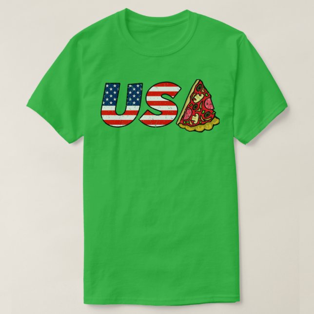 American Flag Pizza T-Shirt (Design Front)