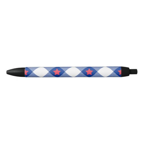 American flag plaid pattern black ink pen