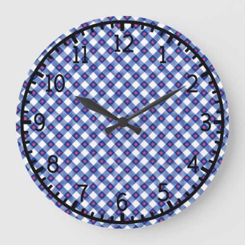 American flag plaid pattern round clock