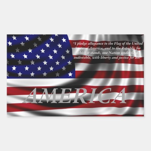American Flag Pledge of Allegience Rectangular Sticker