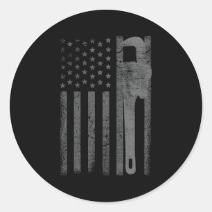 American Flag Plumber Plumbing Worker Classic Round Sticker