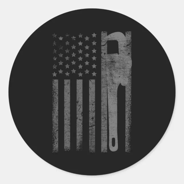 American Flag Plumber Plumbing Worker Classic Round Sticker | Zazzle