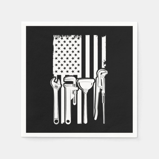 American Flag Plumbing Plumber Tools Craft Gift Napkins (Front)