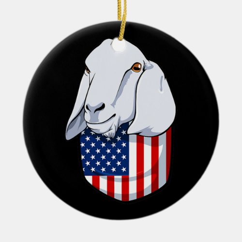 American Flag Pocket Goat 4th Of July Cute Ceramic Ornament