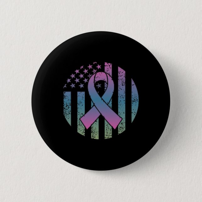 American Flag Pocket Metastatic Breast Cancer Awa  Button (Front)