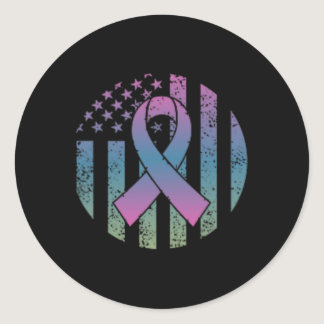 American Flag Pocket Metastatic Breast Cancer Awa  Classic Round Sticker