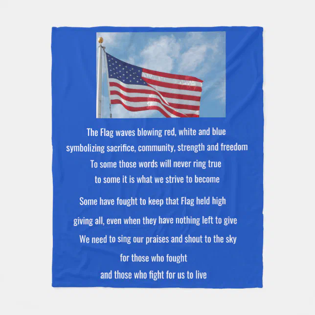 American Flag poem Fleece Blanket | Zazzle