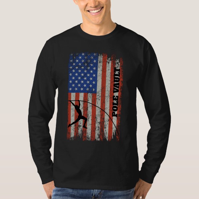 American Flag Pole Vault - Distressed Look Pole Va T-Shirt (Front)