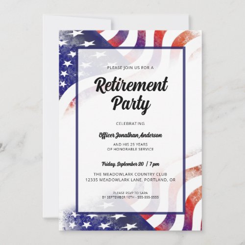 American Flag Police Officer Retirement Party Invitation