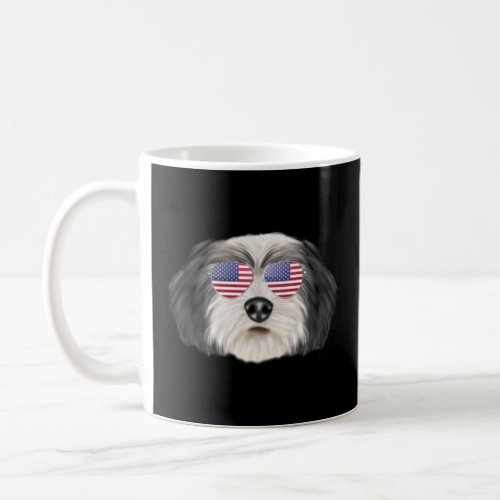 American Flag Polish Lowland Sheepdog Dog America  Coffee Mug