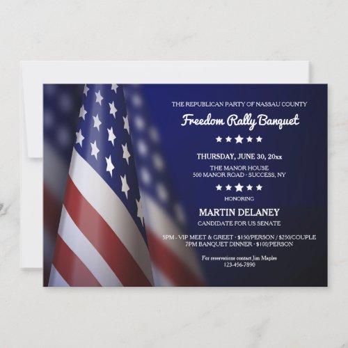 American Flag Political Campaign Fundraising  Invitation