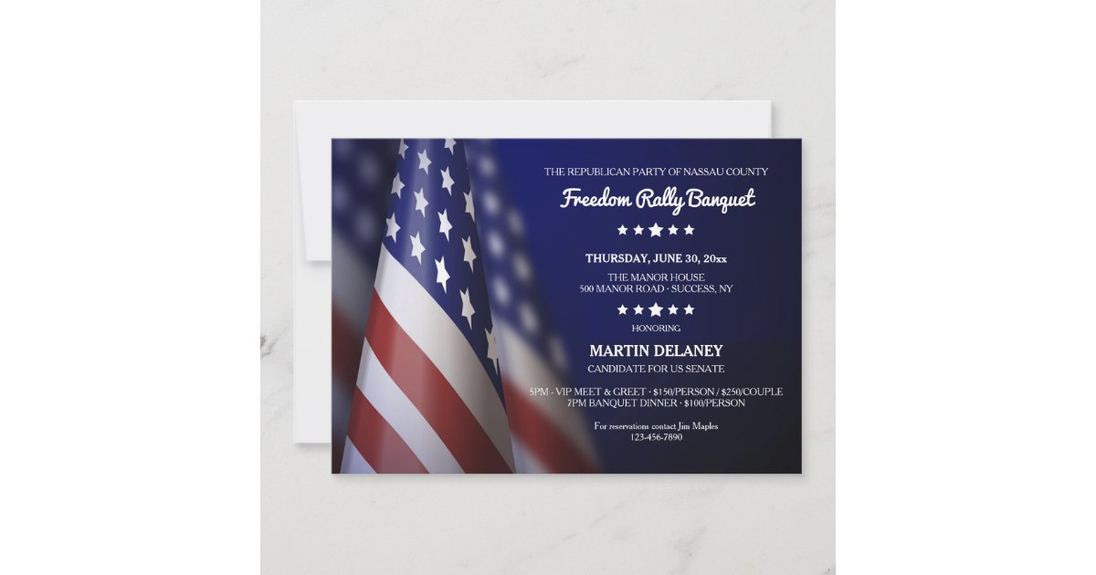 American Flag Political Campaign Fundraising Invitation | Zazzle