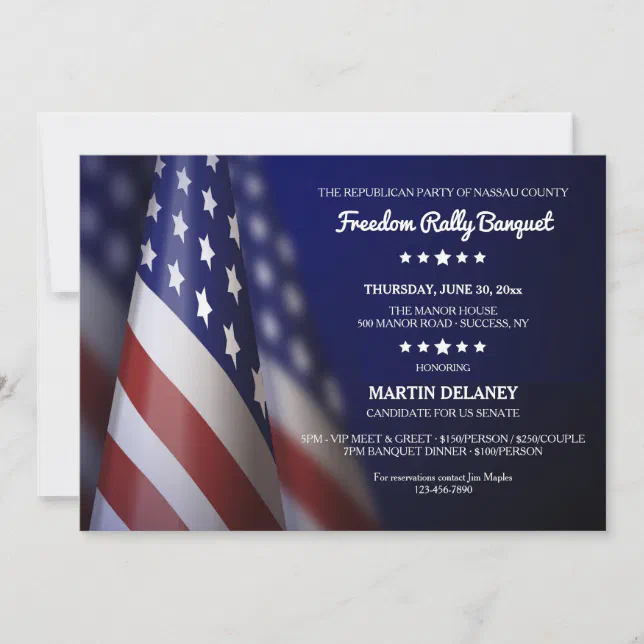 American Flag Political Campaign Fundraising Invitation | Zazzle