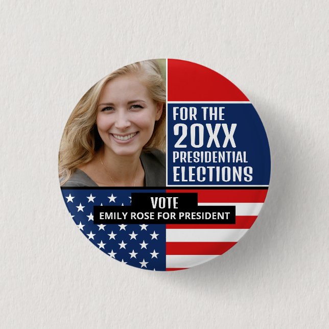 American Flag, Political Campaigner Advertising Button (Front)