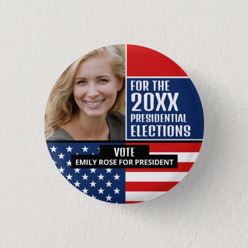 American Flag Political Campaigner Advertising Button