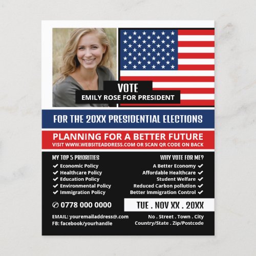 American Flag Political Campaigner Advertising Flyer
