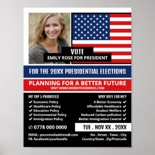 American Flag, Political Campaigner Advertising Poster