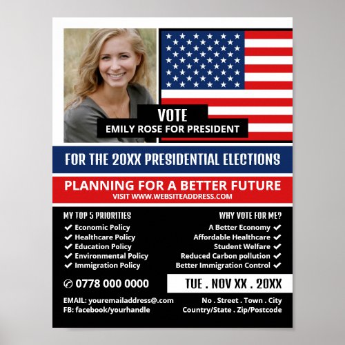 American Flag Political Campaigner Advertising Poster