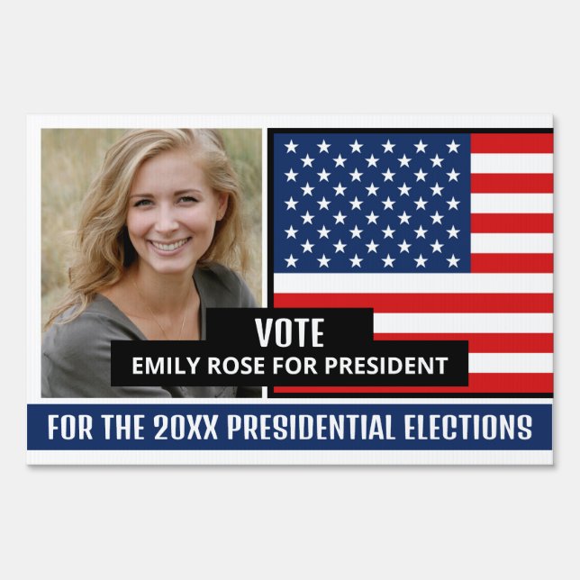 American Flag, Political Campaigner Yard Sign (Front)