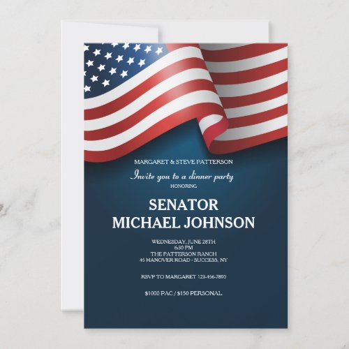 American Flag Political Fundraising Invitation