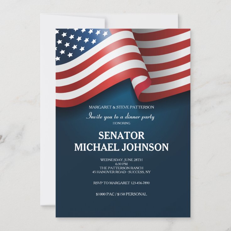 American Flag Political Fundraising Invitation | Zazzle