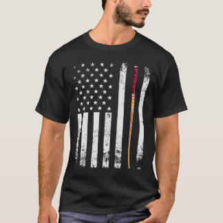 American Flag Pool Stick T-Shirt