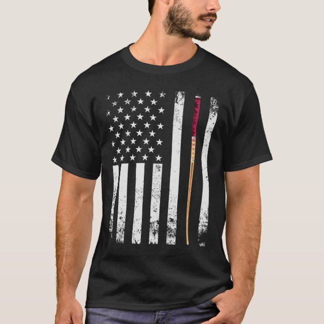 American Flag Pool Stick T-Shirt (Front)