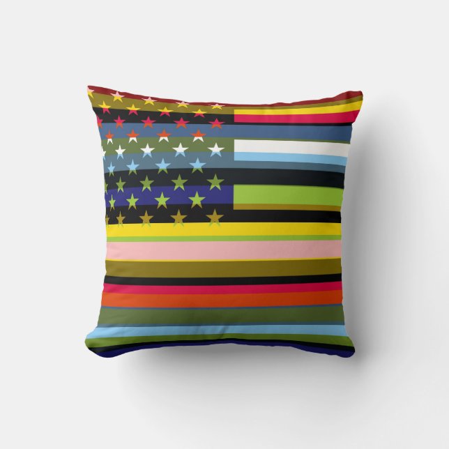 American Flag Pop Art 3 Throw Pillow (Front)