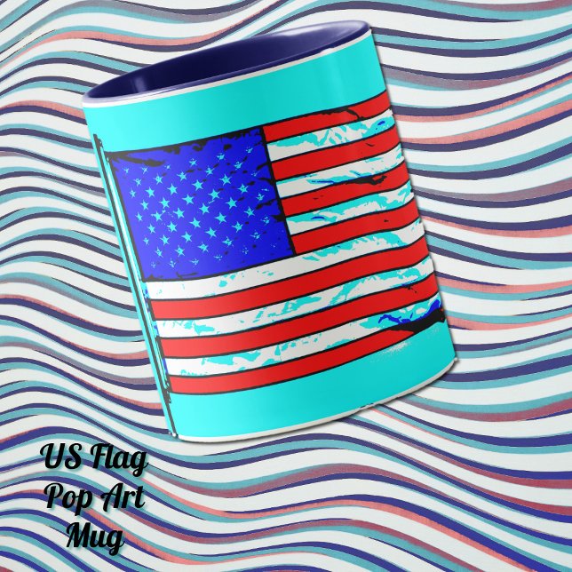 American Flag Pop Art Cup Mug (US flag in Pop Art style mug.)