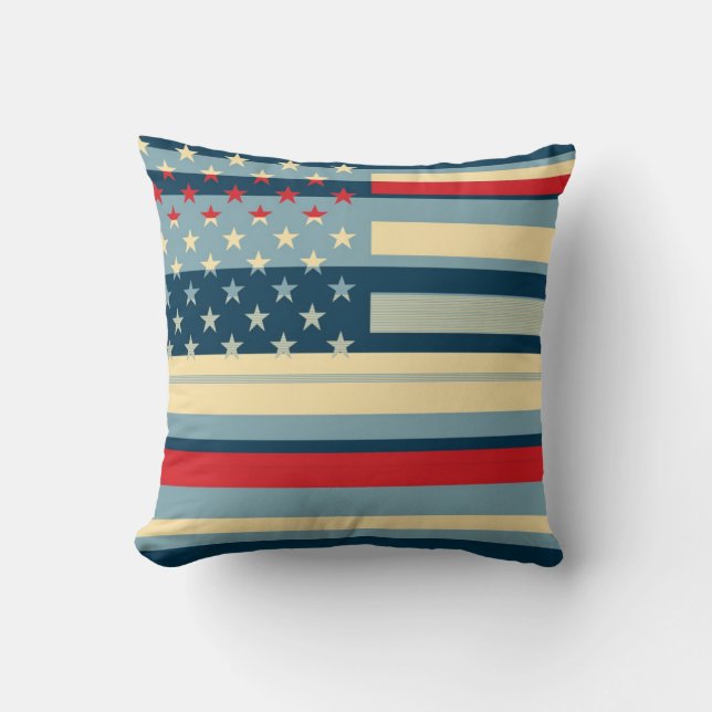 American Flag Pop Art Throw Pillow (Front)