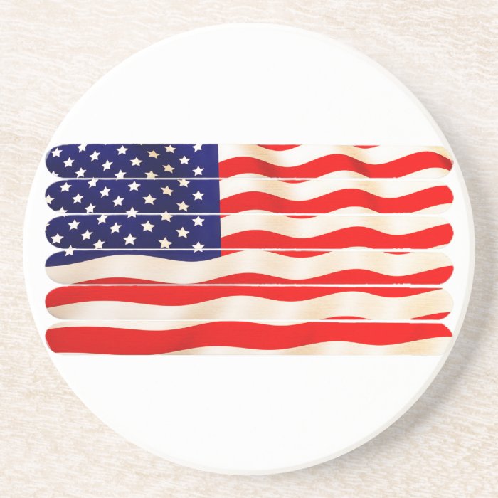 American Flag Popsicle Stick Folkart Drink Coaster