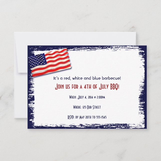 American Flag Popsicle Stick Folkart Invitation (Front)