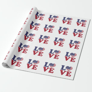 American Flag Post Card Wrapping Paper