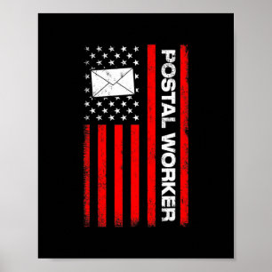 American Flag Postal Worker Patriotic Postman Poster