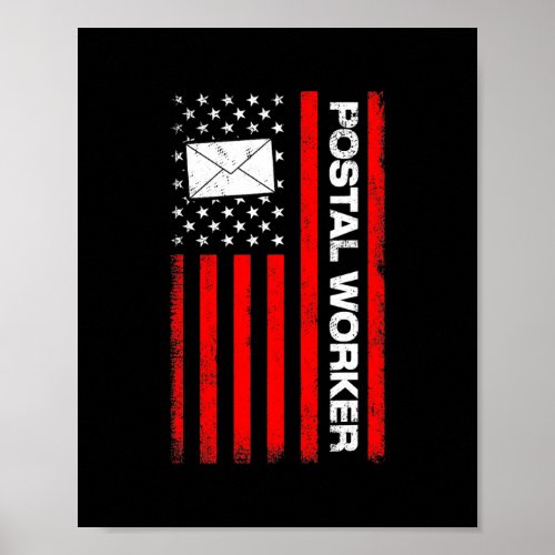 American Flag Postal Worker Patriotic Postman Poster