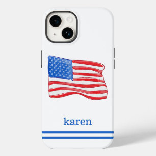 American Flag Preppy Custom Case-Mate iPhone 14 Case