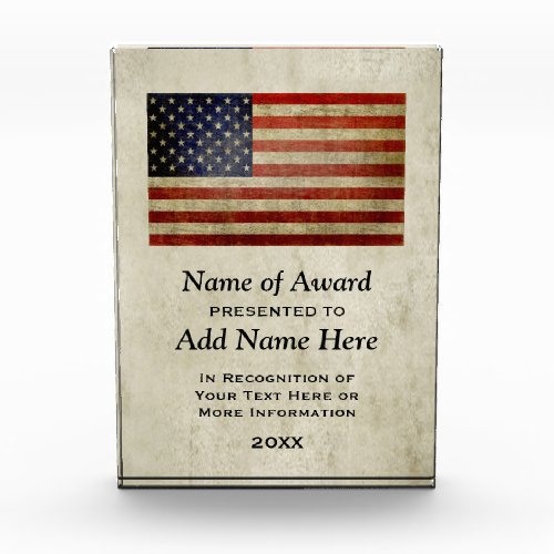 American Flag Presented To Winner Acrylic Award