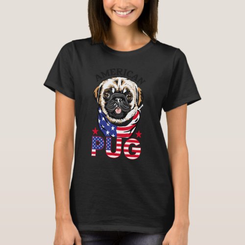 American Flag Pride Dog Breed Patriotic Pug T_Shirt